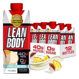 Lean Body Ready-to-Drink Pina Colada Protein Shake, 40g Protein, Whey Blend, 0 Zucker, Glutenfrei, 22 Vitamine & Minerals, 17 Fl Oz (Pack von 12)