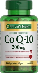 Nature's Bounty CoQ10, unterstützt Herzgesundheit, Nahrungsergänzung, 200mg, 80 Rapid Release Softgels