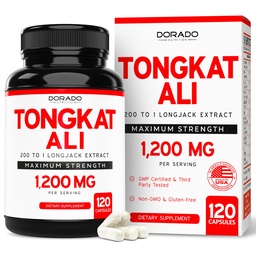 Tongkat Ali für Herren 1200mg (200 bis 1 Extrakt) - 120 Kapseln - Longjack Supplement - Premium Tonkat-Ali Supplement - Unterstützungsstärke, Antrieb, sportliche Leistung & Muskelmasse - Glutenfrei & Non-GMO