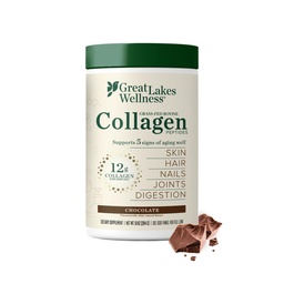 Große Seen Wellness Collagen Peptide Pulver für Haut, Haar, Nägel, Gelenke & Verdauung - Schokolade gefickt - Schnell auflösen hydrolysiert, Non-GMO, Kosher - 10 oz