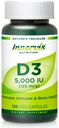 Hohe Potenz Vitamin D3 5000 IU – Boost Immune, Unterstützung Knochen & Zähne, einfach zu Schluck 120 Veg Kapseln