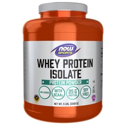 NOW Foods Sports Nutrition, Whey Protein Isolate, 25 g Mit BCAAs, Unflavored Powder, 5-Pound