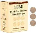 FEBU Eco-Friendly Bamboo Stoff Bandagen | PFAS Kostenlose Bandagen für Scrapes & Cuts | Flexible Stoff Bandage | Vollkompostierbar, Latex freie Bandage | 50 Count Spot