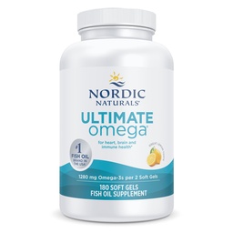 Nordic Naturals Ultimate Omega, Lemon Flavor - 180 Soft Gels - 1280 mg Omega-3 - High-Potency Fish Oil mit EPA & DHA - Fördert Gehirn & Herz Gesundheit - Non-GMO - 90 Servietten