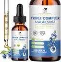 Magnesium Glycinate Liquid Drops Complex Supplement mit Taurate, Malate für Kalm, Leg Cramps, Energie | Zuckerfrei und natürlich Vegan Magnesium, Blueberry Flavor