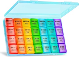 XL Large Weekly Pill Organizer 4 Mal am Tag, 7-Tag Pillen Boxen und Organizer AM PM, Big Compartments Pill Case, Monatliche Medikamente Organizer 28 Tage Spender für Fischöle