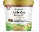 NaturVet All-in-One Hunde-Ergänzung - für Gelenkunterstützung, Verdauung, Haut, Mantelpflege – Hunde-Multivitamine mit Mineralien, Omega-3, 6, 9 – Weizenfreie Vitamine für Hunde – 60 Soft Chews