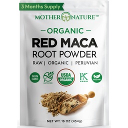 Bio, Raw Peruvian Red Maca Root Powder – Premium USDA zertifiziert, Hormon Balance für Frauen, natürliche Energie, Mood Unterstützung, Non-GMO, Vegan Superfood, 16 Unze