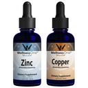WellnessOne Ionisches flüssiges Zink & flüssiges Kupfer - Zink-Kupfer-Bundle zur Unterstützung des Immunsystems & Gelenk, Nerven & Knochengesundheit - 1,67 fl oz Zink & Kupfer Flüssigkeit Tropfen
