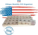 Einzigartige XL Monatliche Pille Organizer mit 31 Fächern, 1 pro Tag, 4 Wochen Vollmonat 31 Tage Pill Organizer, Inklusive Tray und 8 Extra große abnehmbare Fächer