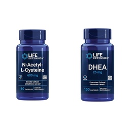 Lebensverlängerung N-Acetyl-L-Cystein (NAC), Immun, Respiratory & DHEA 25 mg – Ergänzung für Hormonbilanz, Immununterstützung, Sexualgesundheit, Knochen und Herz-Kreislauf-Gesundheit