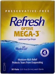 Refresh Optive Mega-3 Lubricant Single-Use Sterile Behälter Augentropfen 30 ea (Pack von 3)