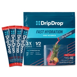 DripDrop Hydration Packets - Fruit Punch - Single Serve Electrolytes Powder Drink Mix - Non-GMO, Glutenfrei, Vegan - 32 Sticks