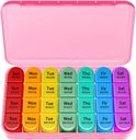 Wöchentliche Pille Organizer, Große Pille Box Case (7-Day / 4-Times-A-Day) mit großen Anteilen zu halten reichlich Fischöle, Vitamine, Morgen Mittag Nacht Medikamente Spender (Pink)