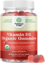 Bio Vitamin D3 Gummi für Damen und Herren - Vitamin D Gummis 2000IU pro Servieren für Knochengesundheit, Muskeln und Immununterstützung - Non-GMO-Ergänzung für Erwachsene - Gelatin & Gluten Free - 60 Gums