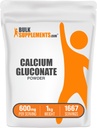 BulkSupplements.com Calcium Gluconate Powder - Kalziumergänzung, leicht absorbiert - Unflavored & Glutenfrei, 600mg pro Servierung, 1kg (2.2 lbs) (Pack von 1)