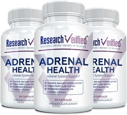 Forschung Verified Adrenal Support - 180 Kapseln - Unterstützung Adrenal Gland Funktion, Boost Energy, Balance Cortisol - Pilze, B Vitamine, Bioflavonoide, BioPerine