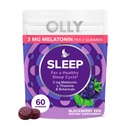 OLLY Sleep Gummy, 3 mg Melatonin, L-Theanin, Kamille und Zitronenbalsam Extrakte, Brombeergeschmack, 30-Tage-Versorgung - 60 Count