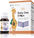 BabyDee Drops Probiotics (3.5 Billion CFU) + Vitamin D3 (400 IU) | 100% Additive-Free Liquid Probiotic & Vitamin D3 für Infants, Kleinkinder, & Alle Altersstufen | Immun- & Verdauungsunterstützung | 0.34 Fl Oz