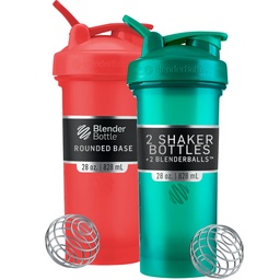 BlenderBottle Classic V2 Shaker Bottle Perfekt für Protein Shakes und Pre Workout, 28-Ounce (2 Pack), Rot, Grün