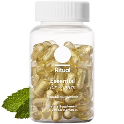 Ritual Essential for Women Prenatal Multivitamin: Folate & Choline für Neural Tube Support, Omega-3 DHA für Fetal Brain Development, Iron, Calcium-Helper D3 & K2, Non-GMO, Vegan, Mint, 30 Tage