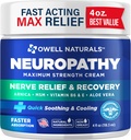 Owell Naturals Neuropathy Nerve Relief Cream, Maximale Stärke, fettfrei, Natürliche Inhaltsstoffe Arnica, Aloe Vera, MSM, Vitamin B6 für Füße, Hände, Beine, Toes Discomfort, 4 Fl Oz (Pack von 1)