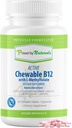 Power By Naturals Active Chewable Methylated B12 mit L-Methyl Folate Supplement für Damen und Herren, Cherry Flavor, 60 Tabletten