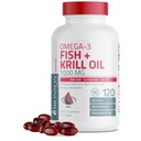 Bronson Omega-3-Fisch + Krillöl 1000 MG EPA DHA Astaxanthin Premium Blend - Joint, Brain & Eye Health - Nicht GVO, Schwermetall getestet, 120 Softgels
