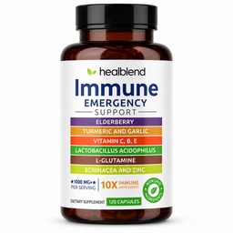 healblend 10 in 1 Immununterstützungsergänzung Booster mit Elderberry, Zink, Echinacea, Turmeric, Lactobacillus Acidophilus, für Erwachsene [120 Kapseln]