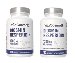 Diosmin Hesperidin 1200 mg Complex, 180 Kapseln, Citrus Bioflavonoids Rich Fruit Extract, 100% Vegetarisch, Non-GMO & Gluten Free Diosmin Supplement mit Max Strength - 2 Packungen