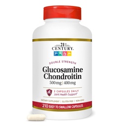 21st Century Double Strength Glucosamin Chondroitin (210 Count), Nahrungsergänzungsmittel für Gelenk- und Knorpelgesundheit, unterstützt aktiven Lebensstil, Nicht-GVO, glutenfreie Gelenkergänzungen für Männer und Frauen