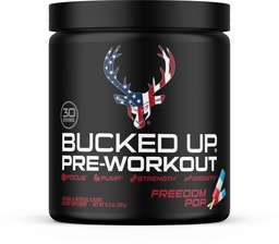 Bucked Up Pre Workout Freedom Pop | 200mg Caffeine with Citrulline Malate Beta Alanine AlphaSize and Taurine | Pre Workout Powder (30 Servings)