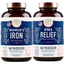 WINDSOR BOTANICALS Eisen Supplement und PMS Relief Bundle für Frauen