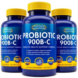 Ernährung Essentials Probiotics für Frauen und Männer mit natürlichem Lactase Enzyme & Prebiotic Fiber for Digestive Health - 80Prozent + Stronger Supplement für Gut Health Support - 3 Graf von 60 Tabletten