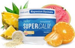 Nello Supercalm Powdered Drink Mix, Tropical Tangerine, L Theanine, Ksm-66 Ashwagandha, Magnesium Glycinate, Vitamin D 3, Nahrungsergänzungsmittel für Entspannung & Fokus, Natürlich, kein Zucker, Non GMO, 30 Srvg