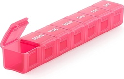 Sukuos Extra große wöchentliche Pille Organizer, 7 Tage tägliche Pille Box Fall Arthritis freundlich, Silkscreen gedruckt Medizin Container mit klaren Deckel für Vitamine, Fischöle oder Ergänzungen (Pink)