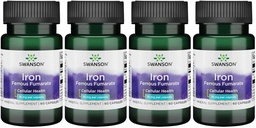 Swanson Iron (Ferrous Fumarate) - Mineralische Ergänzung Förderung der Energieunterstützung - Hochkonzentrierte Formelassistenten in der Sauerstoff-Lieferung & Fettsäuren Stoffwechsel 60 Sgels (4 Packung)