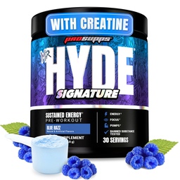 ProSupps Mr. Hyde Signature Pre Workout Pulver mit Kreatin, Beta Alanin & Koffein - Leistung, Energie & Ausdauer - Saubere Fitness & Gym Ergänzungen für Männer & Frauen (Blue Razz, 30 Portionen)