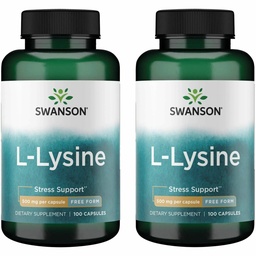 Swanson Free Form L-Lysine - Natürliche Ergänzung Förderung Stress Support & Nervous System Gesundheit - Kann Entspannung fördern 500 Milligramme 100 Kapseln (2 Packung)