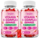 2 Packung Vitamin B-Komplex Gummis für Frauen und Männer, Methyl B12, B1, B2, B3, B5, B6, B7 & B9 - Vitamin B Komplex mit Vitamin C unterstützt Energie- und Immunfunktion, Erdbeergeschmack, 120 Zählung