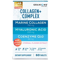 Marine Collagen Pillen Komplex - 200mg Hyaluronsäure-Ergänzung, Coenzym Q10 CoQ10, hydrolysierte Marine Collagen-Peptide, Ewige Blumenhydratation, Age Defense Supplements - 60 versiegelte Tabletten