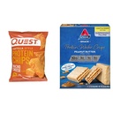 Quest Tortilla Protein Chips (Paket von 12) & Atkins Erdnussbutter Protein Wafer Crisps (Paket von 5)