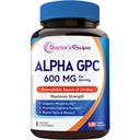 Arzt Rezepte Alpha GPC Cholin Supplement 600 mg, hoch bioverfügbare Cholinquelle, Nicht-GVO, kein Gluten, Gedächtnis, Fokus, kognitive Unterstützung für Frauen und Männer, 120 Veggie-Kapseln