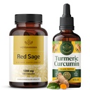 HERBAMA Red Sage and Turmeric Kit - Bundle von 1200 mg Red Sage Dan Shen Capsules & Turmeric Curcumin Drops 2 fl oz - Vegan, Non-GMO, Zucker & Alkoholfrei - 2 Pack