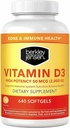 Berkley Jensen High Potency Vitamin D3 2000IU (50 mcg) (640 Softgels), Nahrungsergänzung für Zähne, Muskel, Immunfunktion und Knochengesundheit, für Männer und Frauen, Made in USA, 640 Day Supply