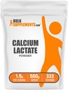 BulkSupplements.com Calcium Lactate Powder - Calcium Supplement Powder, Food Grade - Rein & Glutenfrei, 1,5g pro Servierung, 500g (1.1 lbs) (Pack von 1)