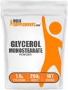 BulkSupplements.com Glycerol Monostearat Pulver - Glycerol Supplement, GMS Powder - Unflavored, Food Grade & Glutenfrei, 1,5g pro Servierung, 250g (8.8 oz) (Pack von 1)