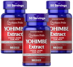 Puritan's Pride Yohimbe 1000 Mg, 50 Count, Gemüsezellulose, Gelatine (Pack von 3)