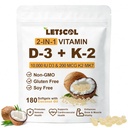 2-in-1 Vitamin D3 K2 Supplement Softgel, Vitamin D3 10000 IE und Vitamin K2 200 mcg, K2 MK7 mit D3 Vitamin Supplement Support Immune, Heart, Joint, Teeth & Bone Health
