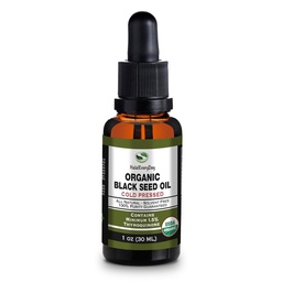 Bio Black Seed Oil - USDA Certified Cold Pressed Glass Bottle Über 1.5% Thymoquinone 3X Stärke Türkisch Schwarz Cumin Nigella Sativa nicht GMO 100% reines Schwarzes Öl (1oz Glas Dropper Bottle)